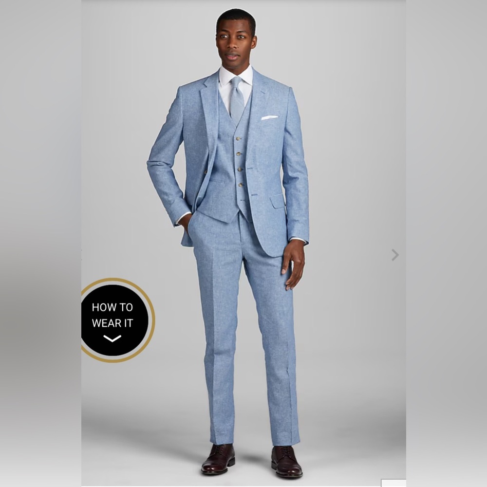 Jos. A. Bank Slim Fit Linen Blend Suit Light Blue